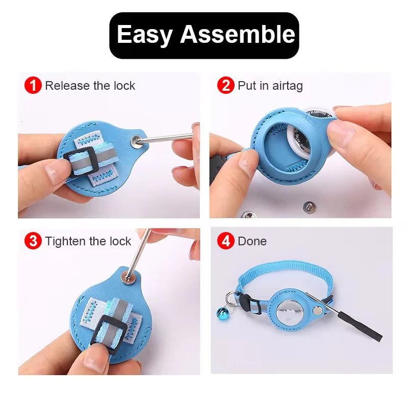 Anti-Lost Reflective Cat Collar with Airtag Case & Bell