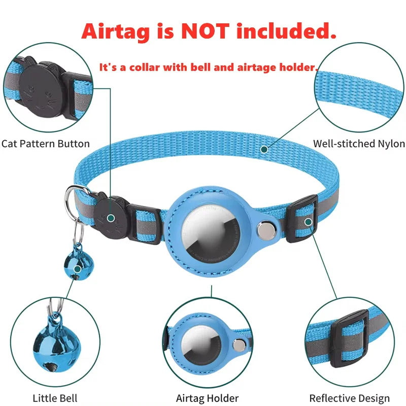 Anti-Lost Reflective Cat Collar with Airtag Case & Bell