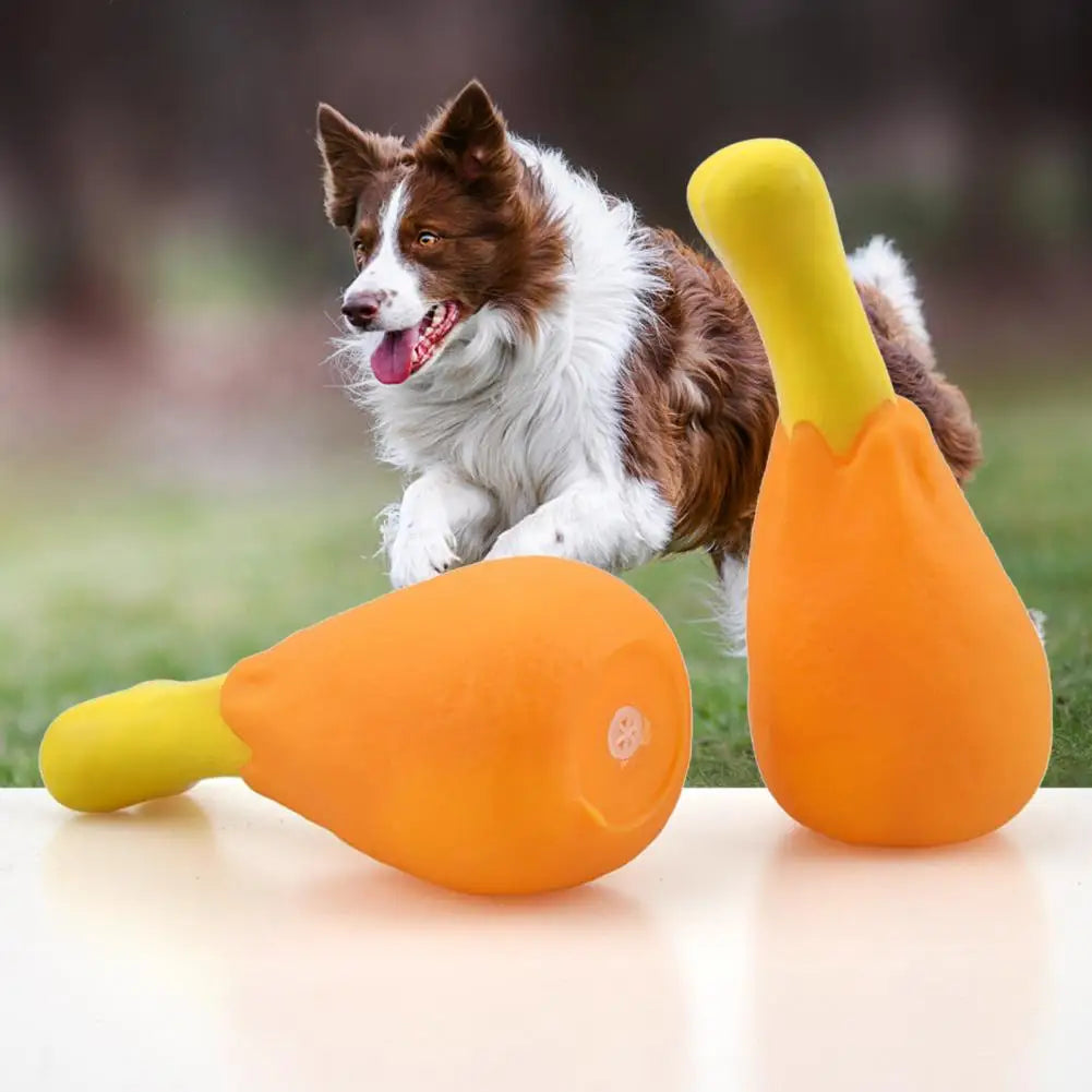 Squeaky Chicken Leg Dog Toy – Durable PVC Chew Toy for Interactive Play