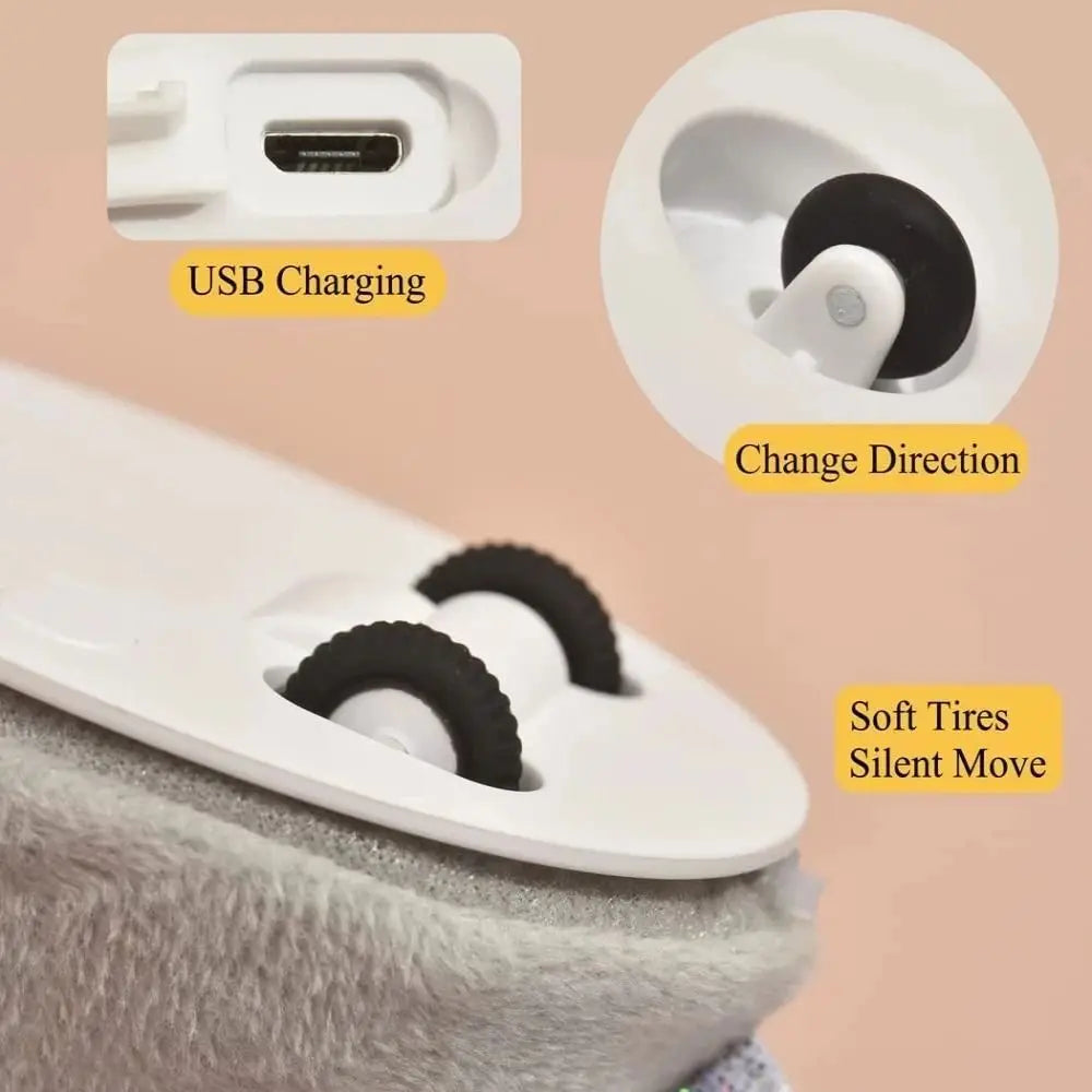 USB Rechargeable Realistic Mouse Toy with Squeak & Feather Tail for Cats