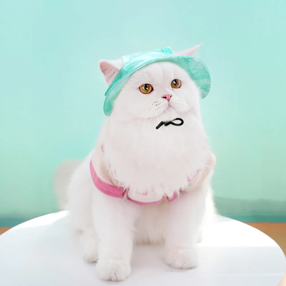 Cotton Pet Sun Hat with Ear Holes – Outdoor Protection for Cats & Dogs