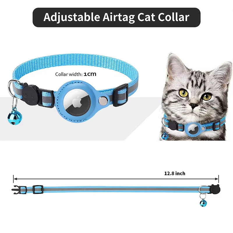 Anti-Lost Reflective Cat Collar with Airtag Case & Bell