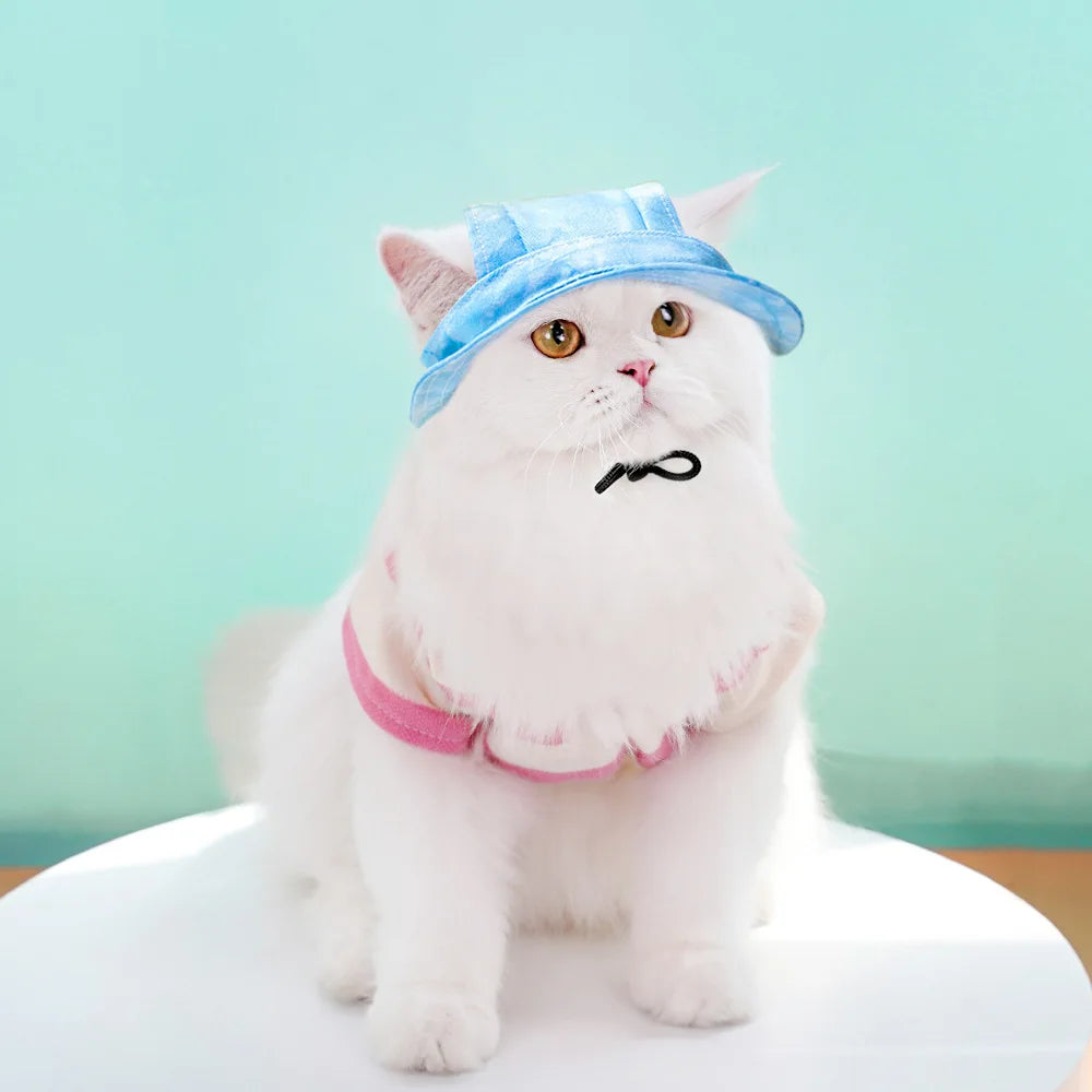 Cotton Pet Sun Hat with Ear Holes – Outdoor Protection for Cats & Dogs