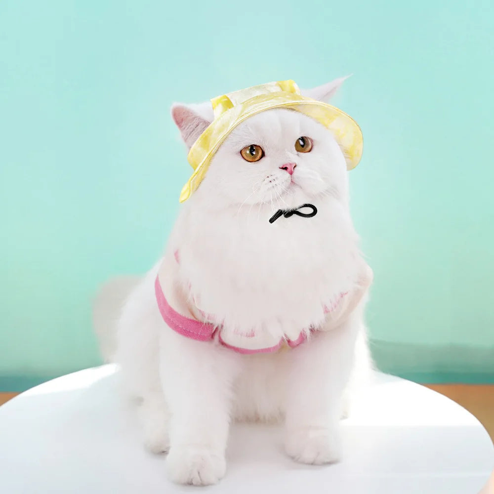 Cotton Pet Sun Hat with Ear Holes – Outdoor Protection for Cats & Dogs