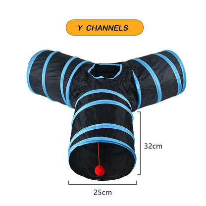 CANBOUN Foldable Cat Tunnel – S/T/Y Cross Design, Breathable Play Tube for Indoor Cats