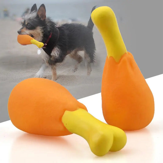 Squeaky Chicken Leg Dog Toy – Durable PVC Chew Toy for Interactive Play