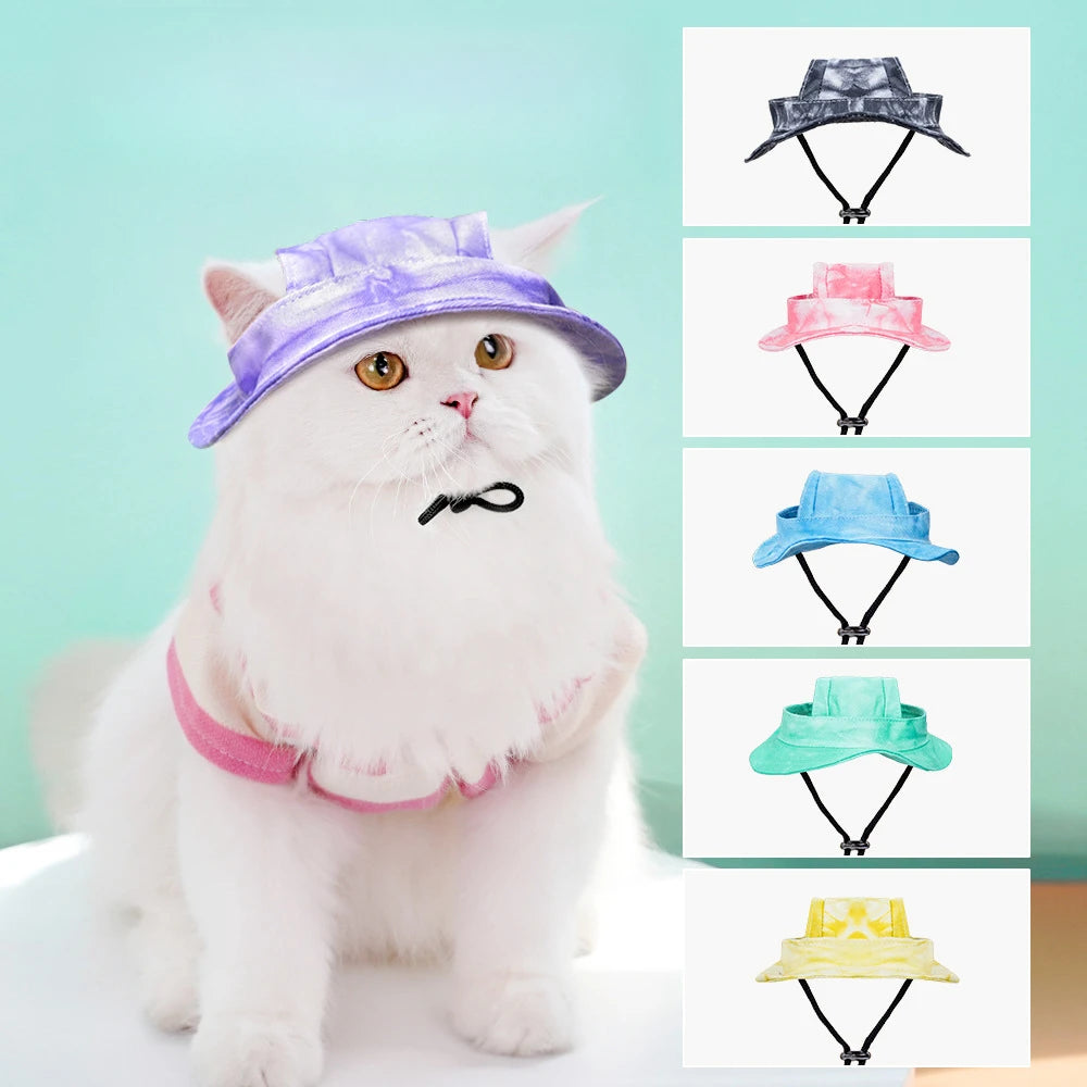 Cotton Pet Sun Hat with Ear Holes – Outdoor Protection for Cats & Dogs