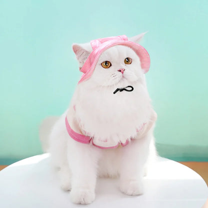 Cotton Pet Sun Hat with Ear Holes – Outdoor Protection for Cats & Dogs