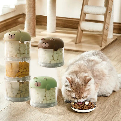 Cute Multi-Layer Pet Food Storage Box – Sealed & Moisture-Proof