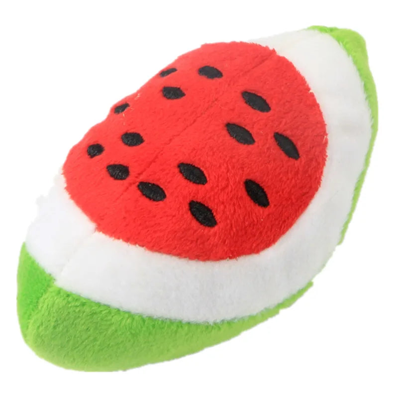 Plush Squeaky Dog Toy – Soft, Bite-Resistant Chew for Puppies & Training, Fun Fruit & Bone Designs