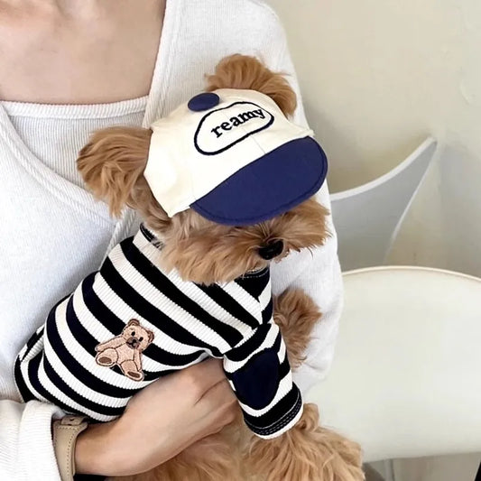 Striped Puppy Shirt – Lightweight Summer Vest with Hoodie for Small Dogs & Cats