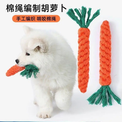 Carrot Rope Dog Toy – Bite-Resistant Cotton Chew for Puppies & Small Dogs, Helps Clean Teeth