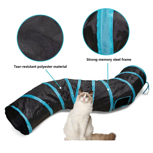 CANBOUN Foldable Cat Tunnel – S/T/Y Cross Design, Breathable Play Tube for Indoor Cats