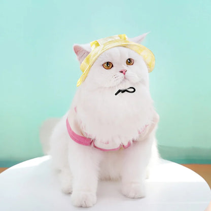 Cotton Pet Sun Hat with Ear Holes – Outdoor Protection for Cats & Dogs