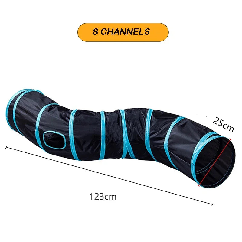 CANBOUN Foldable Cat Tunnel – S/T/Y Cross Design, Breathable Play Tube for Indoor Cats