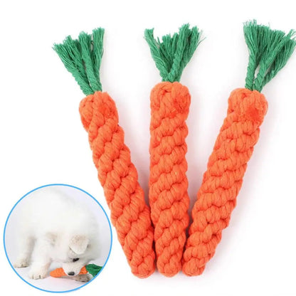 Carrot Rope Dog Toy – Bite-Resistant Cotton Chew for Puppies & Small Dogs, Helps Clean Teeth