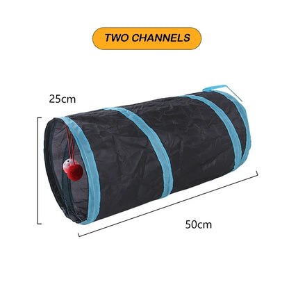 CANBOUN Foldable Cat Tunnel – S/T/Y Cross Design, Breathable Play Tube for Indoor Cats