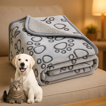 Soft Fluffy Pet Blanket – Warm, Comfortable & Cute Cartoon Design for Cats & Dogs