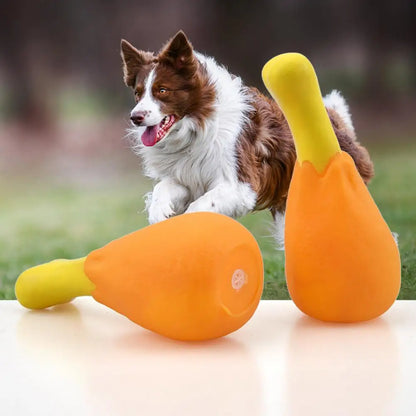 Squeaky Chicken Leg Dog Toy – Durable PVC Chew Toy for Interactive Play