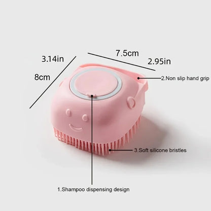 Gentle Silicone Pet Brush – Massages & Cleans with Built-In Shampoo Dispenser for Cats & Dogs