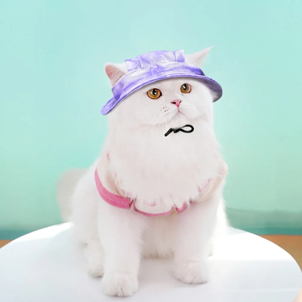 Cotton Pet Sun Hat with Ear Holes – Outdoor Protection for Cats & Dogs