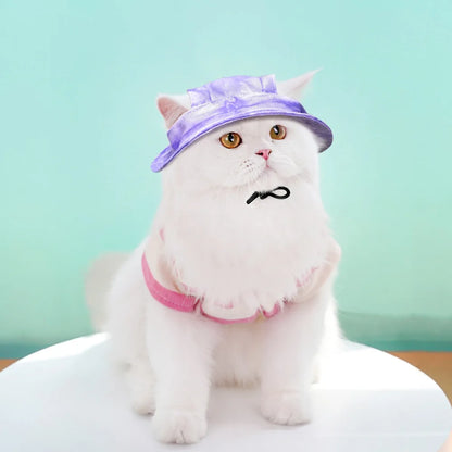 Cotton Pet Sun Hat with Ear Holes – Outdoor Protection for Cats & Dogs