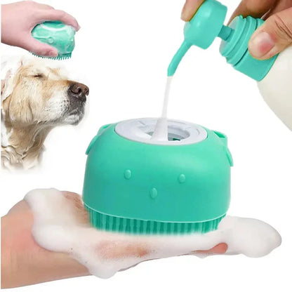 Gentle Silicone Pet Brush – Massages & Cleans with Built-In Shampoo Dispenser for Cats & Dogs
