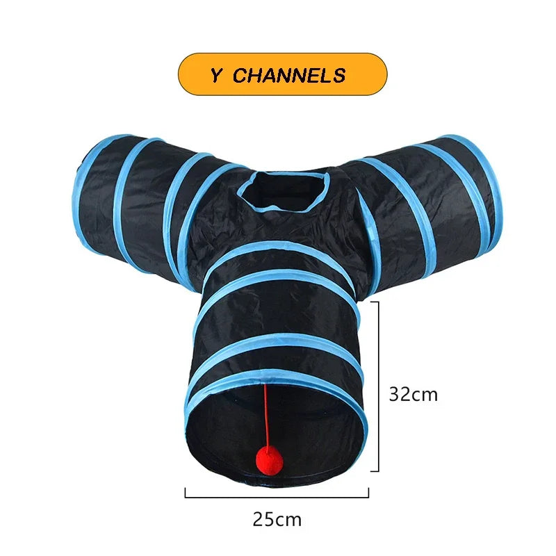 CANBOUN Foldable Cat Tunnel – S/T/Y Cross Design, Breathable Play Tube for Indoor Cats