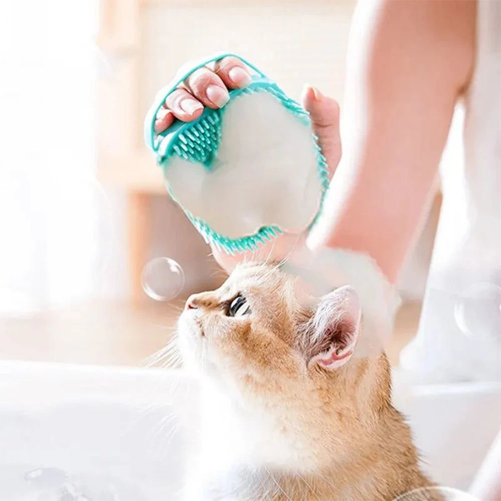 Soft Silicone Pet Bathing Brush & Massager – Grooming Tool for Cats & Dogs