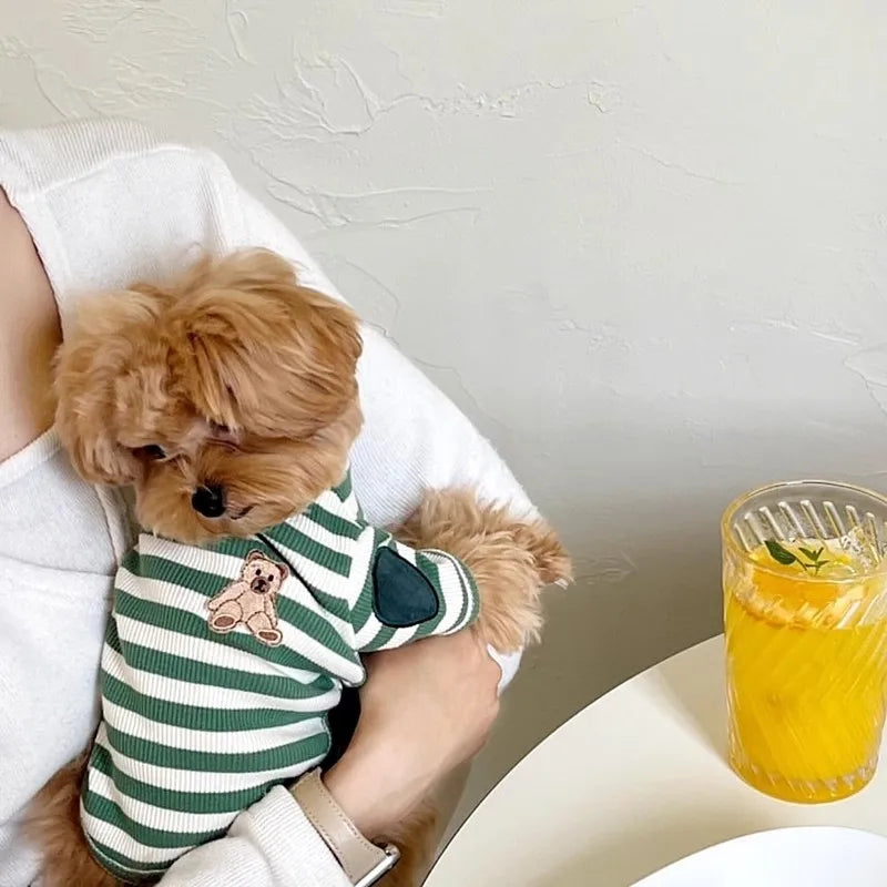 Striped Puppy Shirt – Lightweight Summer Vest with Hoodie for Small Dogs & Cats