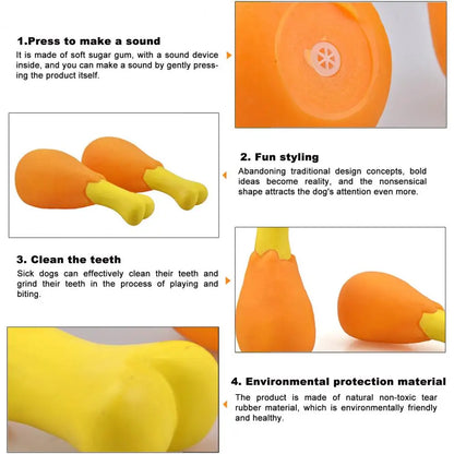 Squeaky Chicken Leg Dog Toy – Durable PVC Chew Toy for Interactive Play