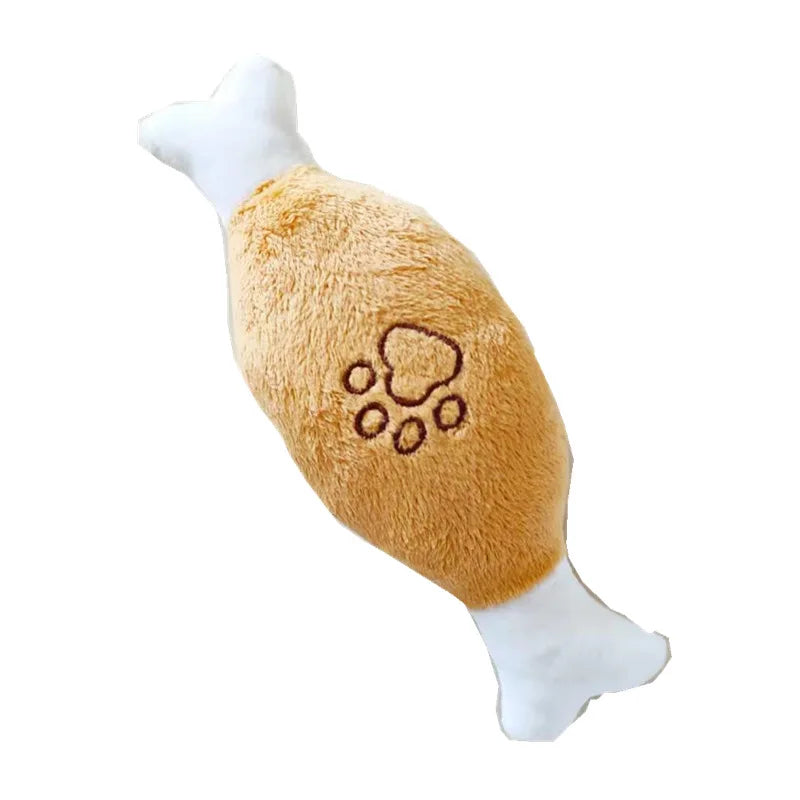 Plush Squeaky Dog Toy – Soft, Bite-Resistant Chew for Puppies & Training, Fun Fruit & Bone Designs