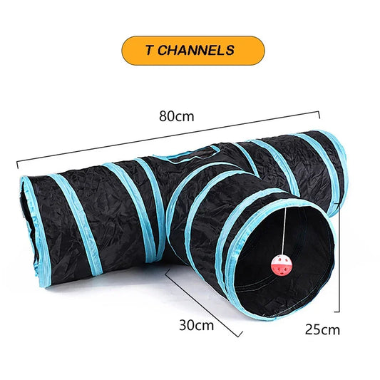 CANBOUN Foldable Cat Tunnel – S/T/Y Cross Design, Breathable Play Tube for Indoor Cats